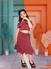 Pink Colour Latest Designer Fancy Western Type Top and skirts unique Lycra Stretchable Kids Wear Collcetion Arya 02